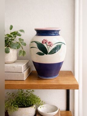 Vintage Toler Pottery Laguna Beach Floral Vase Signed Studio Art California
